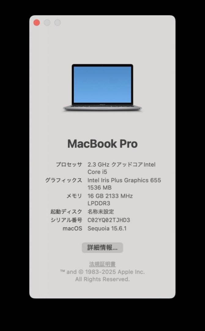 MacBook Pro A1989 13インチ 16GB / 500GB
