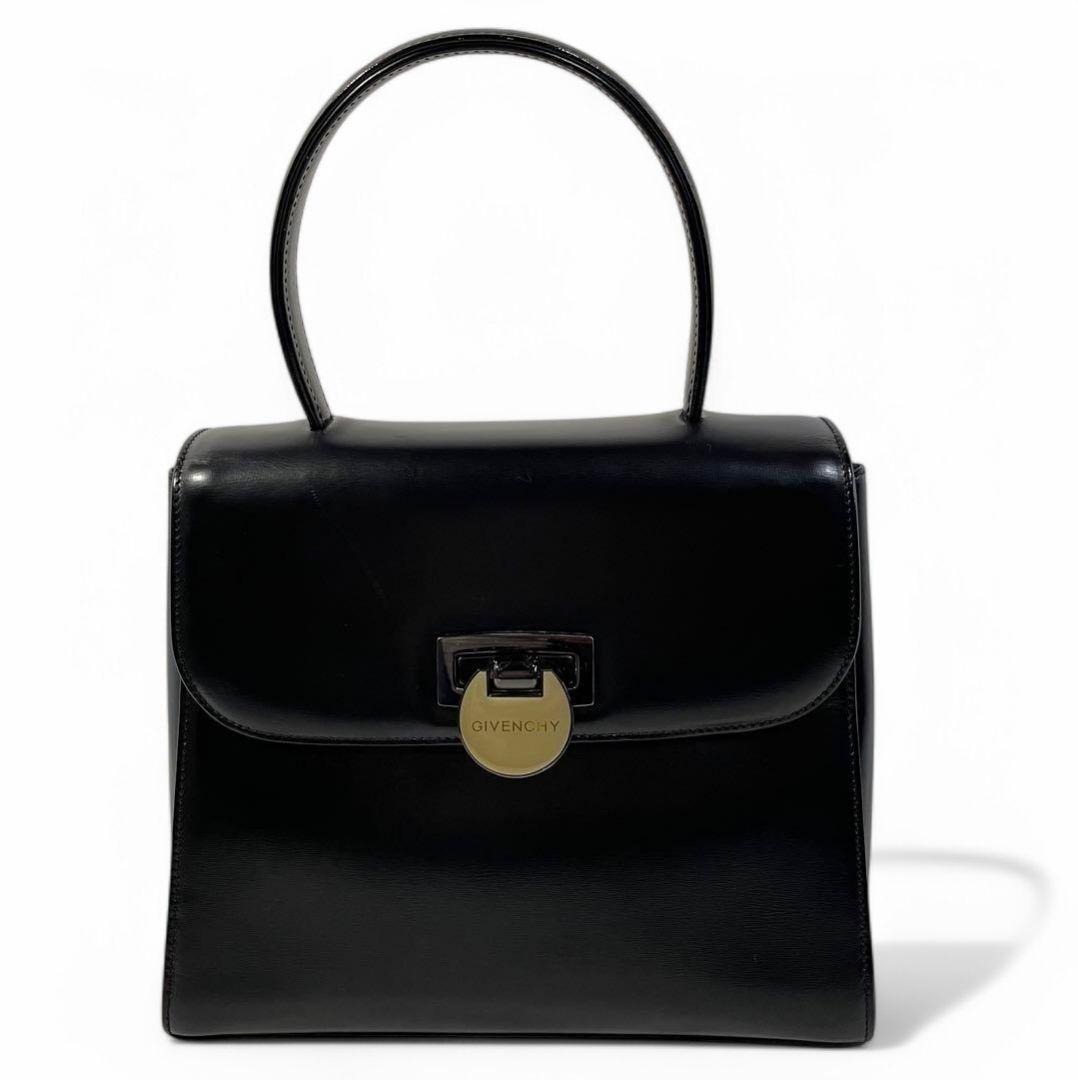 正規品 ジバンシー ハンドバッグ ゴールド金具 フォーマル 鞄 黒 ブラック 革