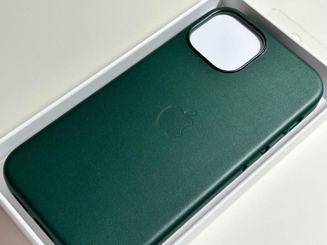 【新品】純正 iPhone 13 mini レザーケース・セコイアグリーン①