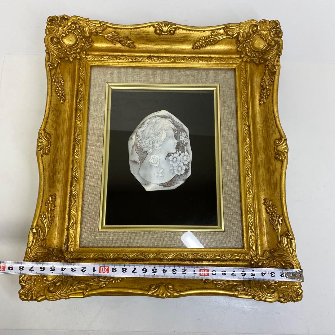 超特大　在銘　シェルカメオ　額装　トヒサコ　東さ7-1031☆1F