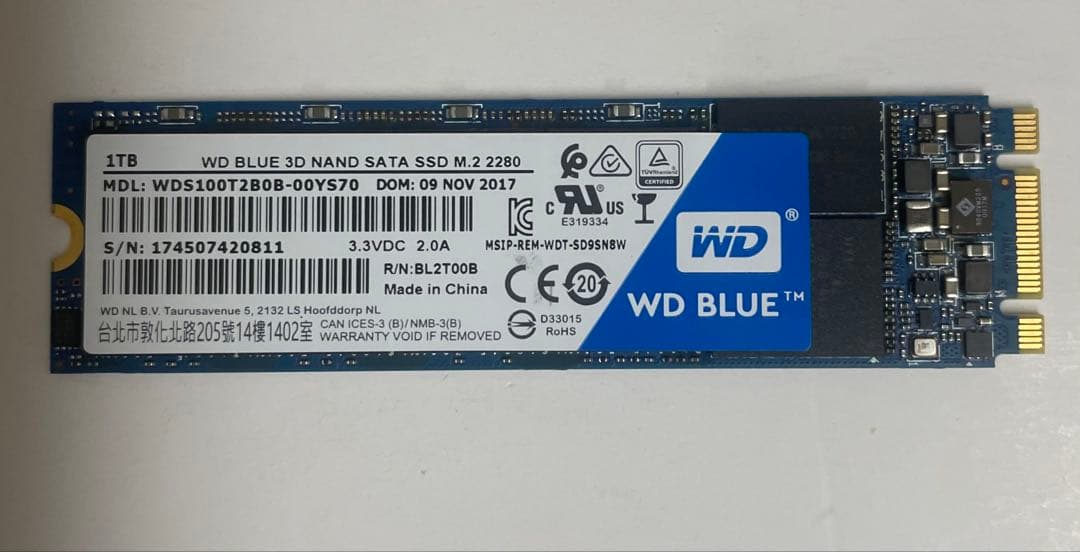 WD BLUE 1TB SSD WDS100T2B0B-00YS70 動作品