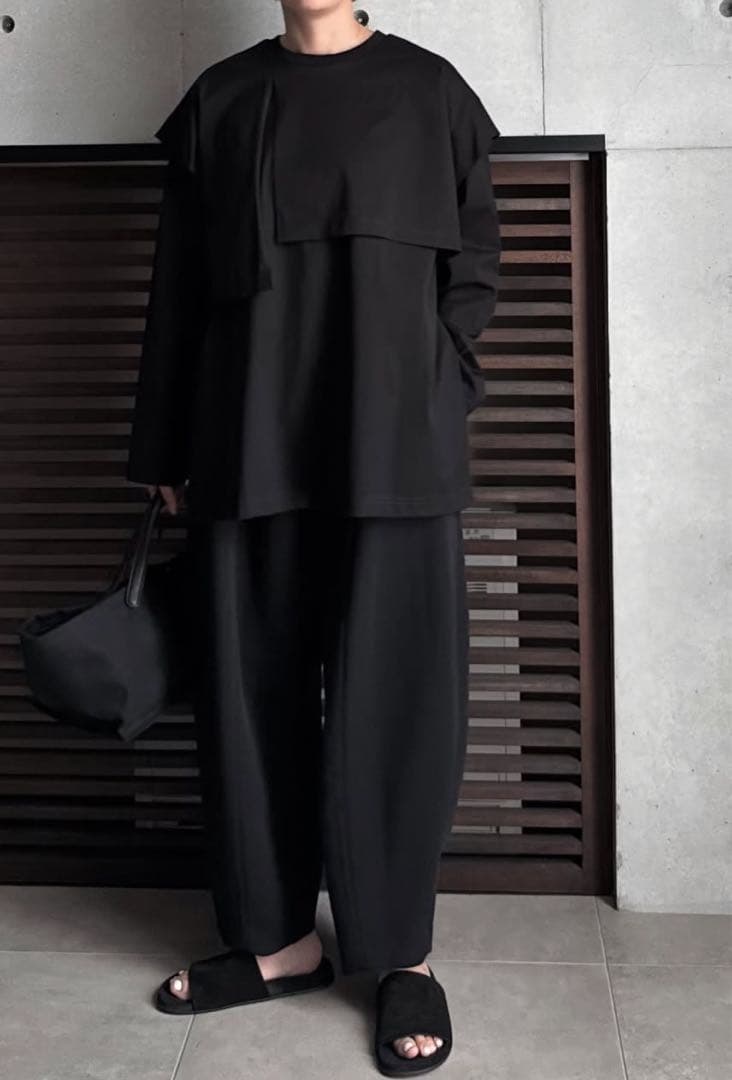 ローヘンlohen layered shirt T-shirt BLACK