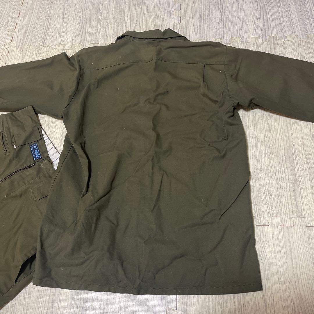 千曲屋 上下セット　グリーン　グレーセット　LL