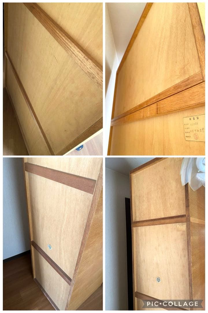 ミラー付き木製ワードローブ収納 クローゼット 洋服箪笥 ハンガーラック 洋服収納