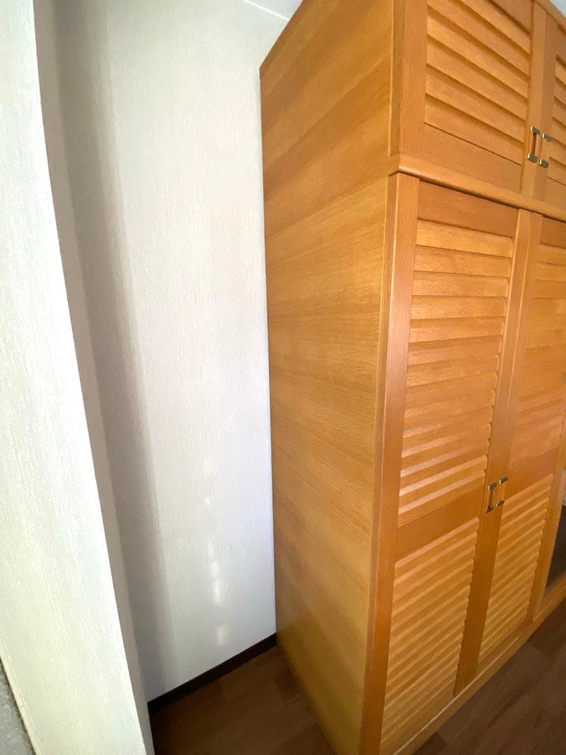 ミラー付き木製ワードローブ収納 クローゼット 洋服箪笥 ハンガーラック 洋服収納