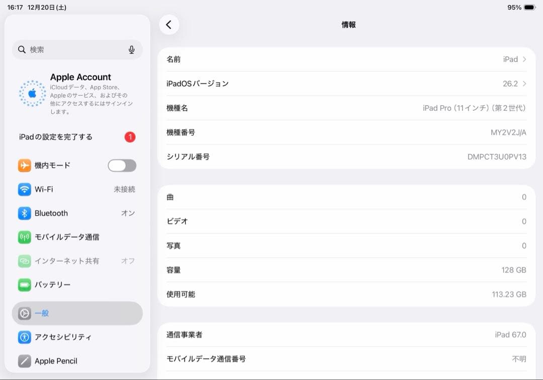 iPad Pro 11インチ（第2世代）　セルラーモデル