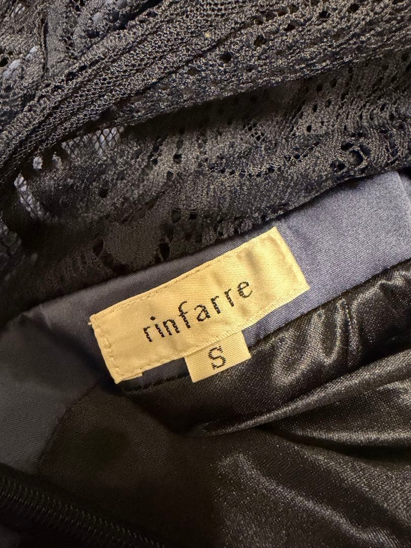 rinfarre総レースボートネックハイウエスト背中開き長袖Aラインロングドレス