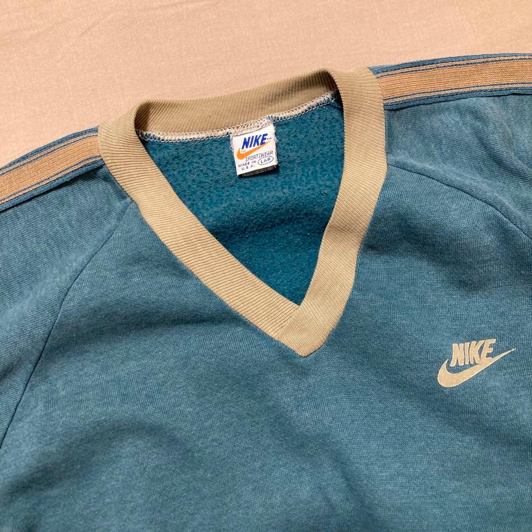 Nike 70s レア 希少 Vネック 刺繍 プルオーバー トレーナー 美品
