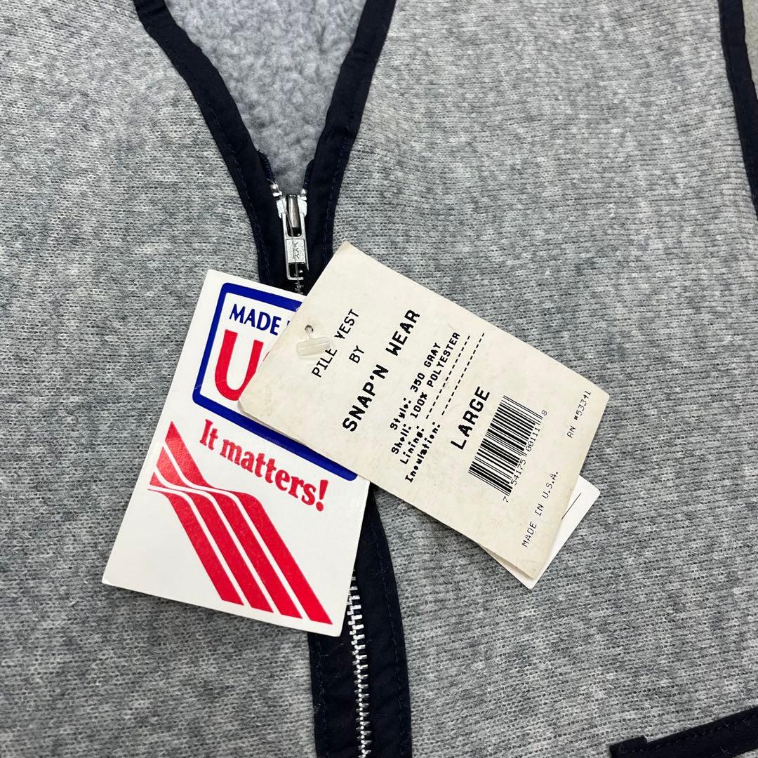 デッドストック SNAP'N WEAR USA製 パイルベスト フリース　L