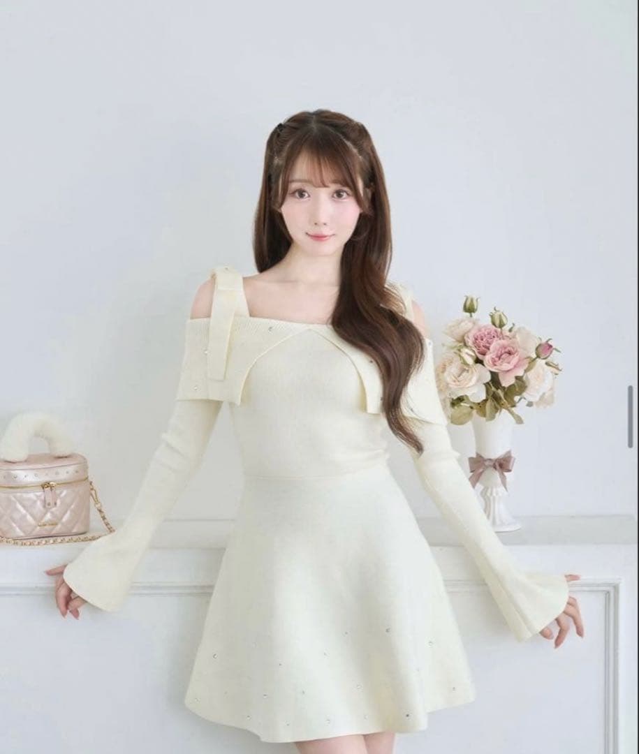 ロゼミューズ Bijou knit mini onepiece