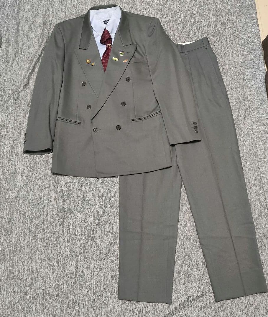 vintage スーツ ダブル セットアップ 5点セット ボックスシルエット