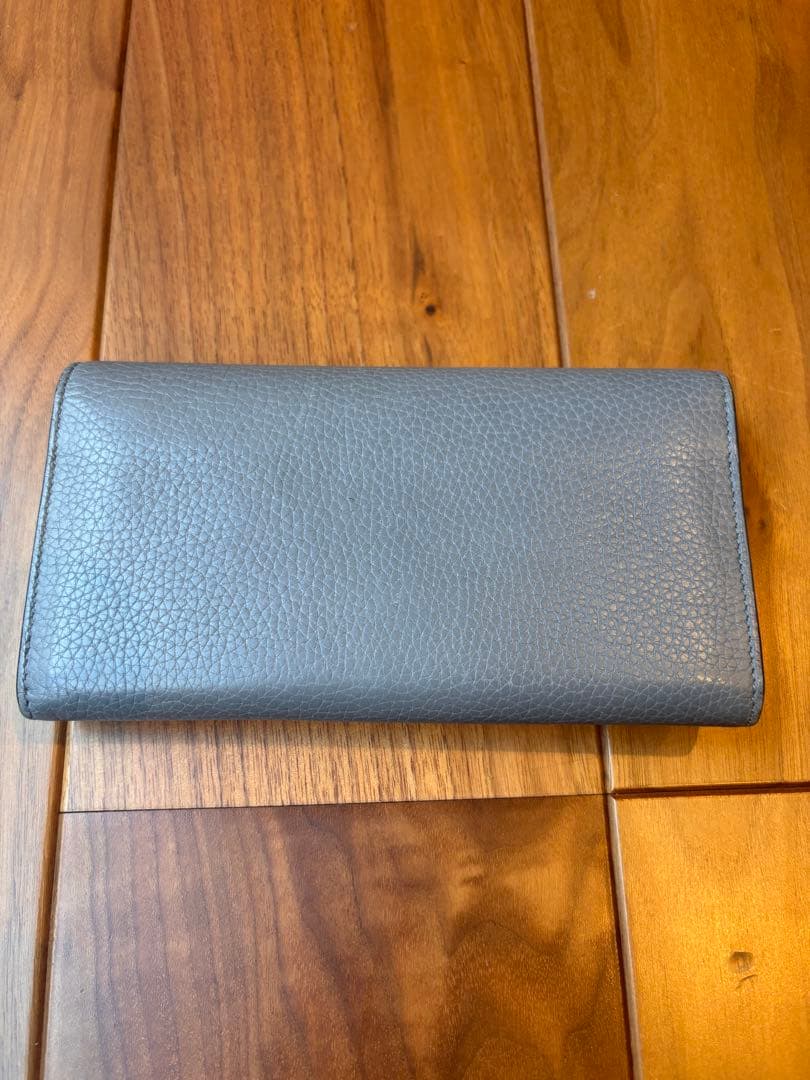 本物美品‼️グッチ 長財布 ビックマーモント GG レザー グレー ロゴ フラップ