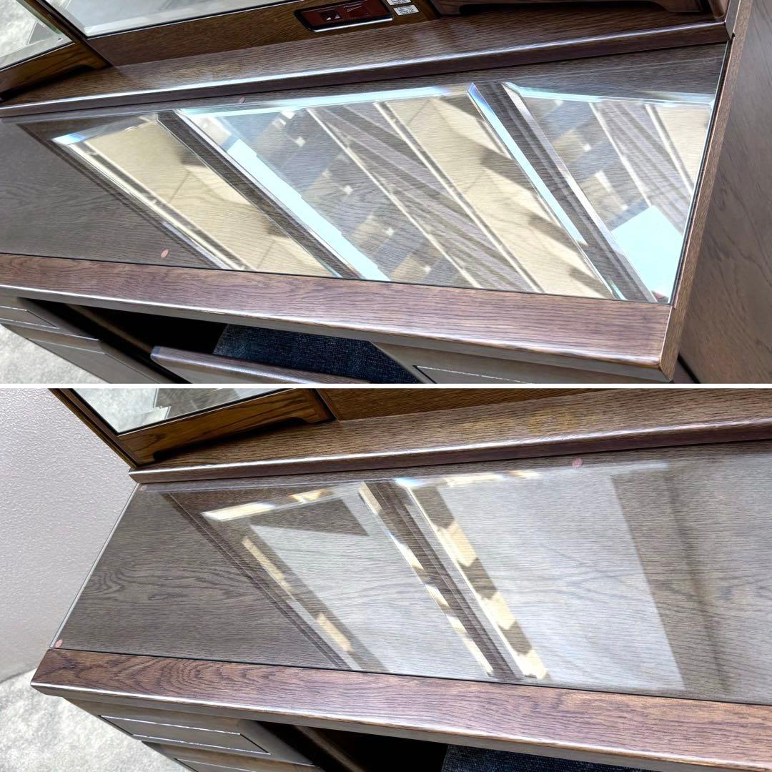 美品✴︎カリモク ドレッサー 3面鏡 化粧台 鏡台 ライト付 スツール付