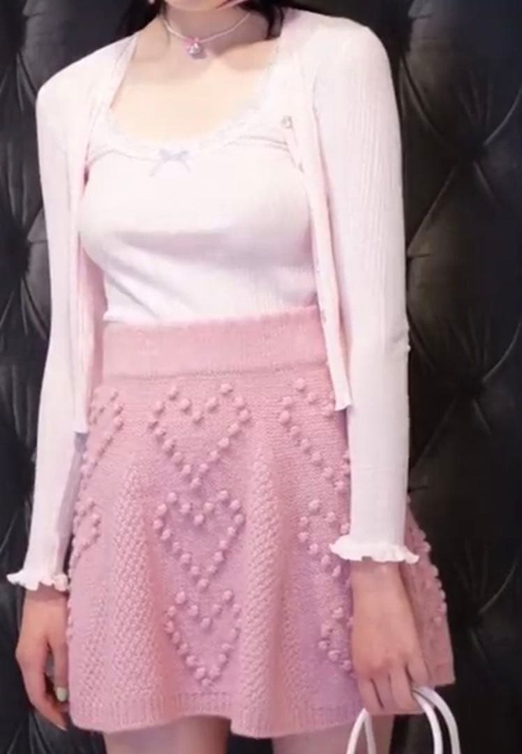 Katie WINTER HEARTS ニットスカート　ピンク　フリーサイズ