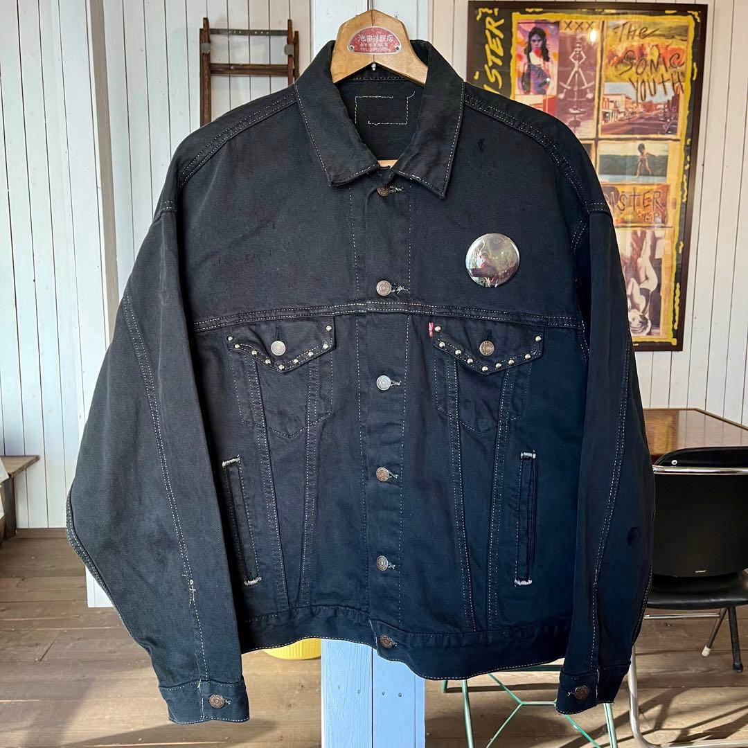 90's USA Levi's 後染め ブラックデニムジャケット スタッズ