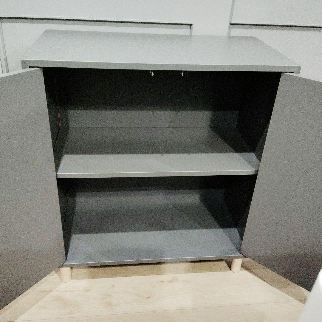IKEA　エーケト　キャビネット脚付き　グレー　完成品　専門業者組立て品