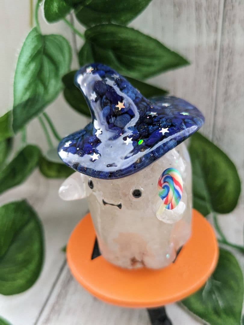 おばけちゃん形オルゴナイト２体とかぼちゃの入れ物のよくばりセット☆