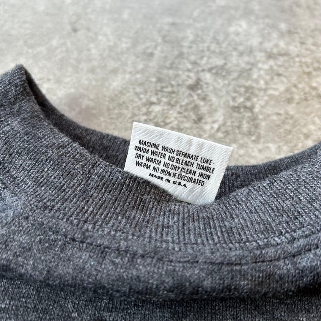 70s- プレイボーイ スウェット USA製 L チャコールグレー フロッキー