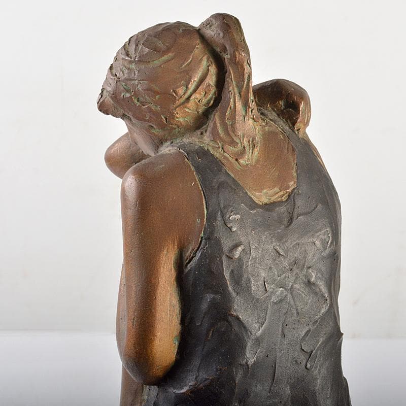 山本眞輔作　ブロンズ像　女性像　新しい暦　約3kg　証付　共箱　U　R7249B