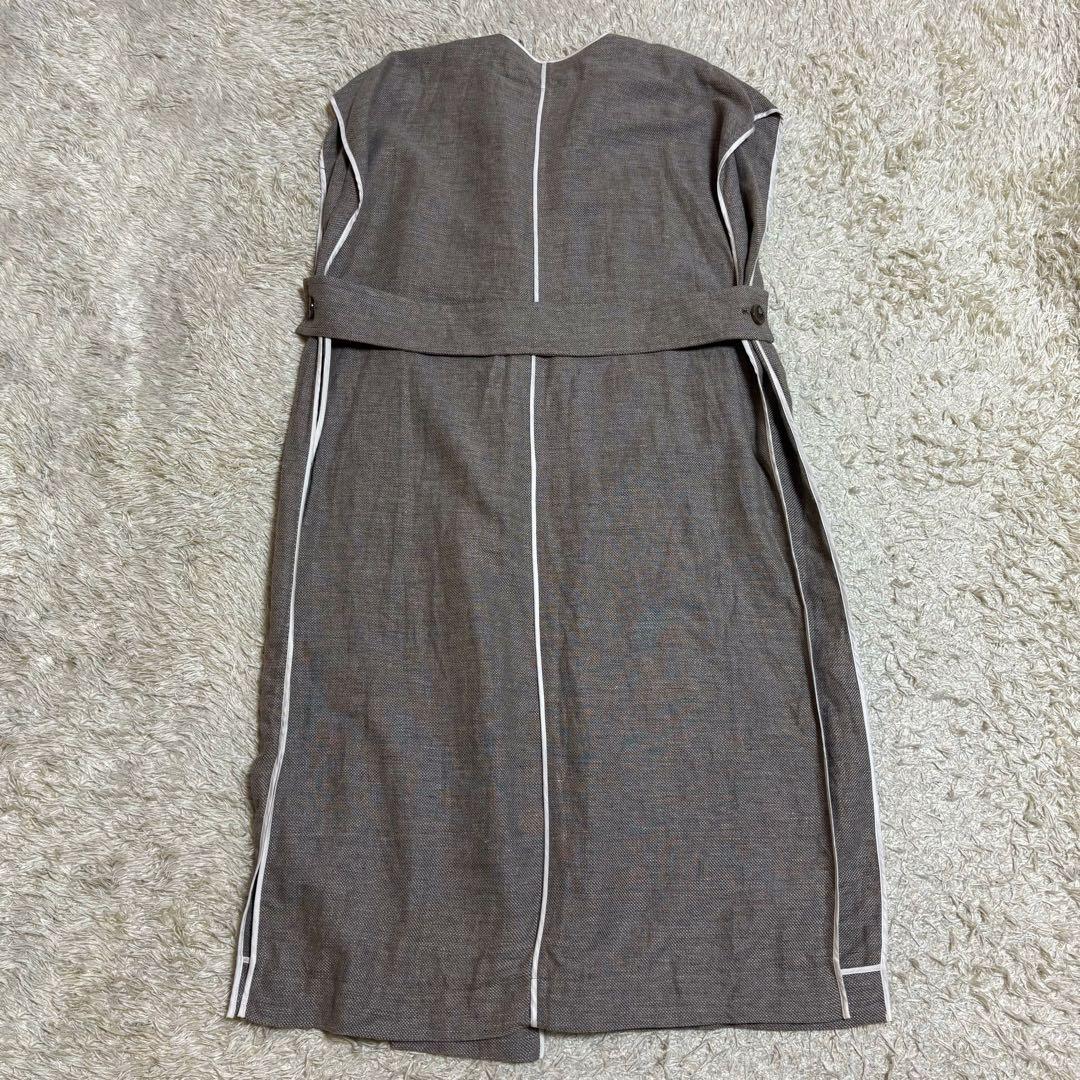 極美品　2023SS SACRA リネンコットンバスケットロングジレ