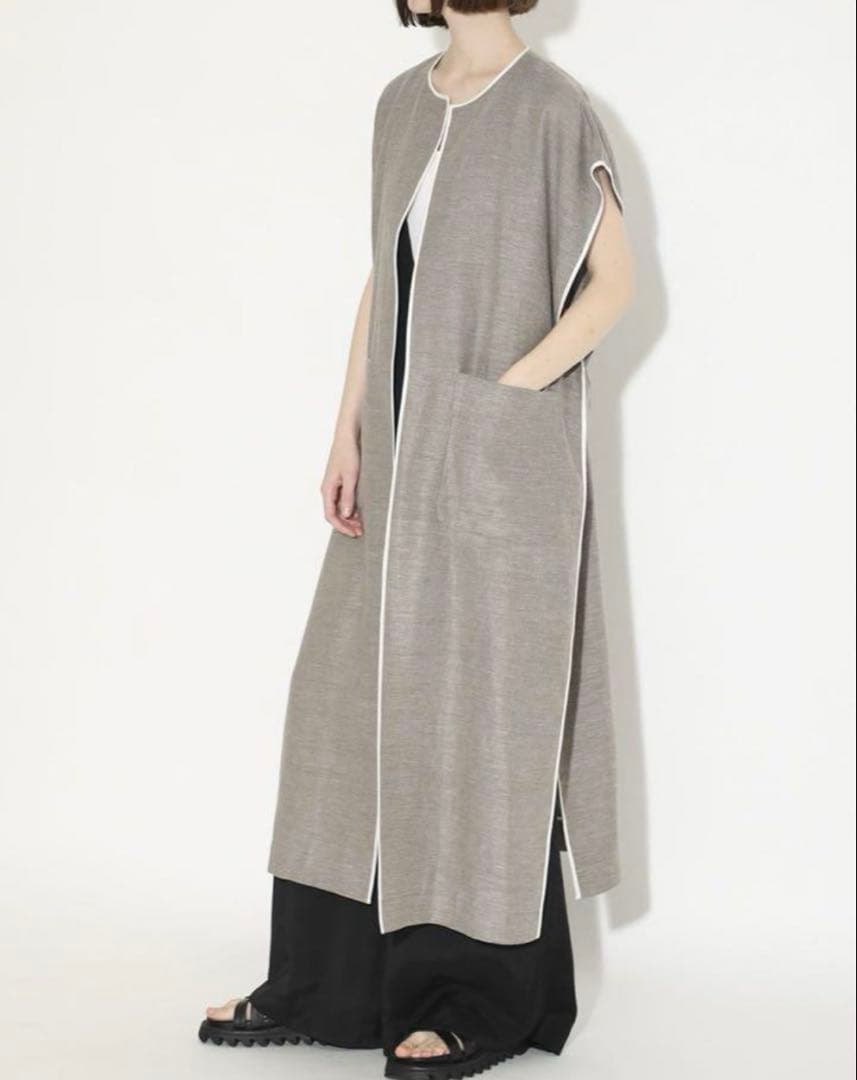 極美品　2023SS SACRA リネンコットンバスケットロングジレ