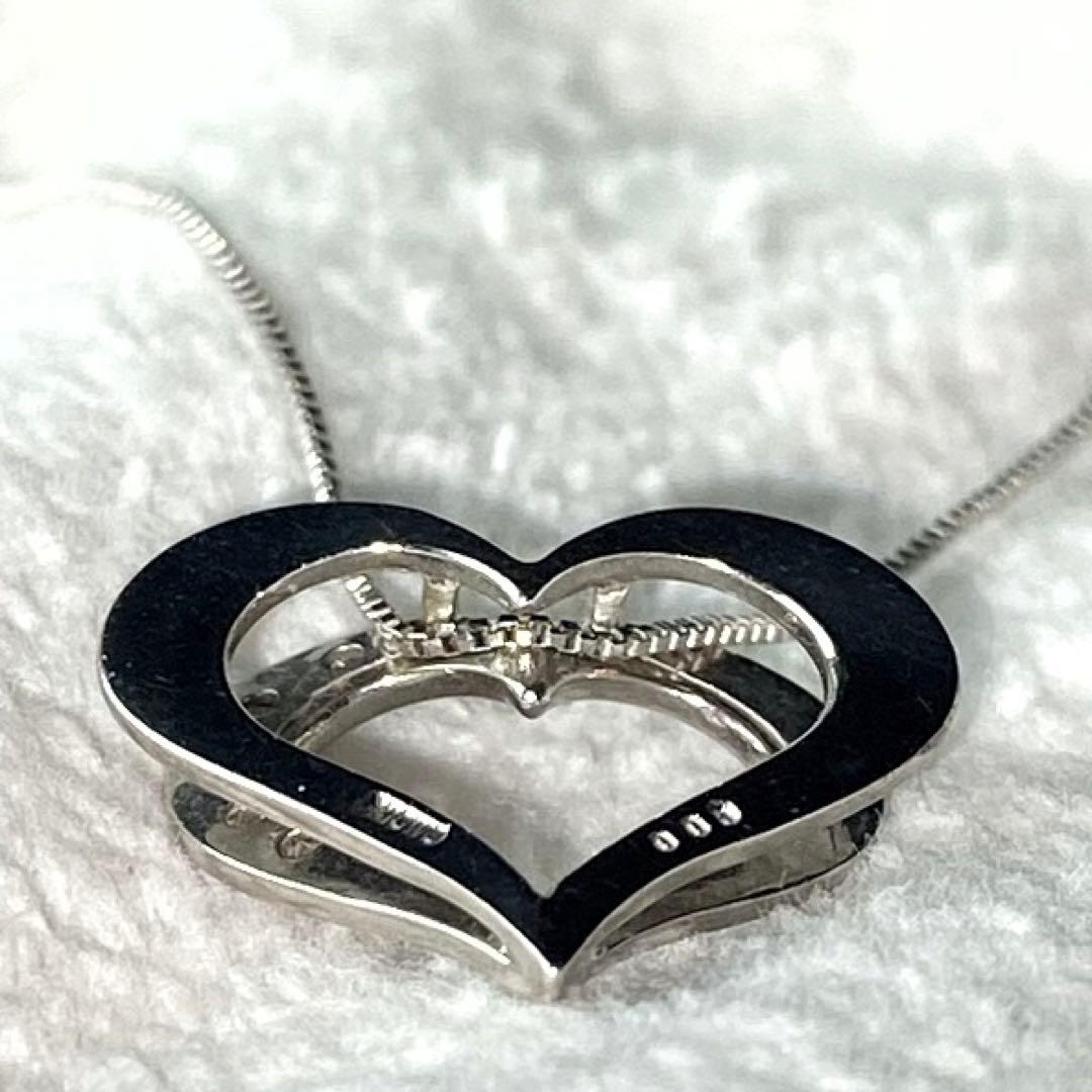 K18WG ダイヤ オープンハートネックレス 0.06ctペンダント