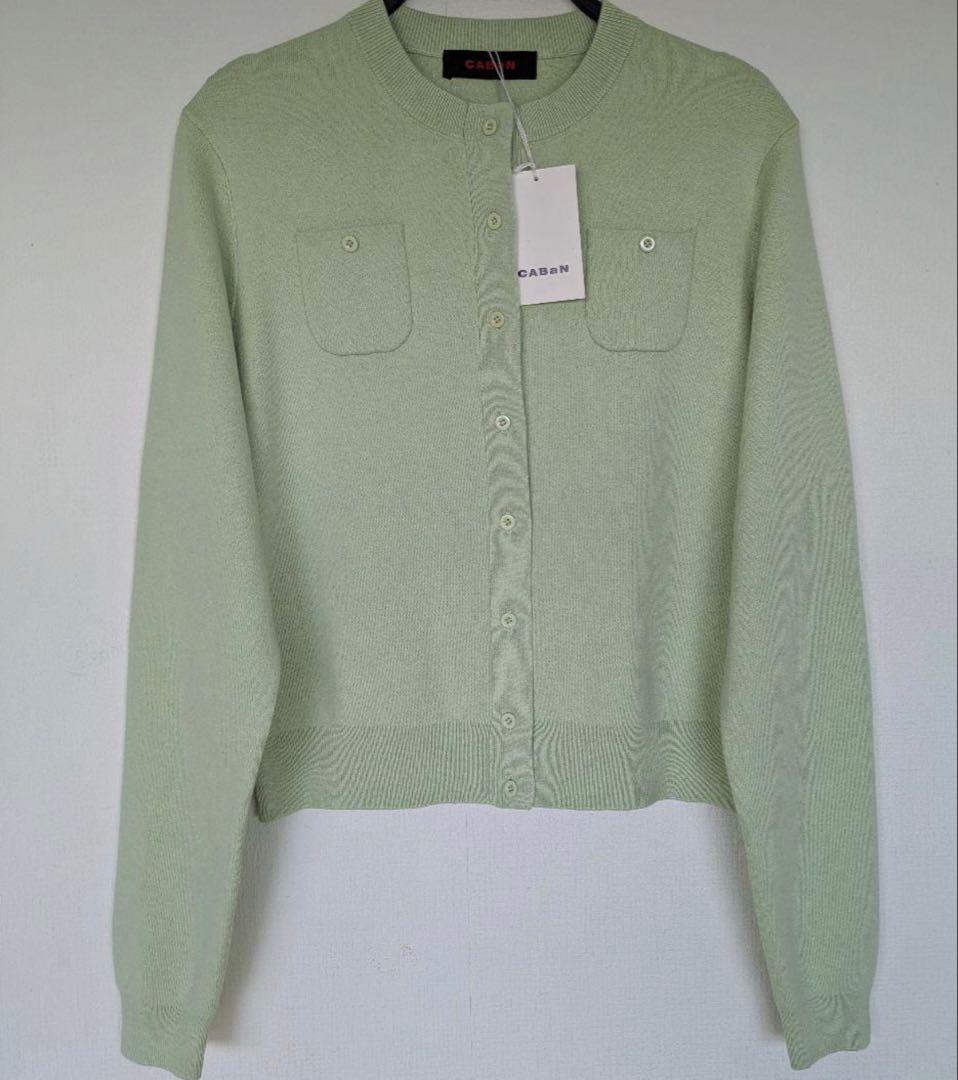 新品キャバンcaban ライトグリーンXSコットンカシミヤ カーディガン