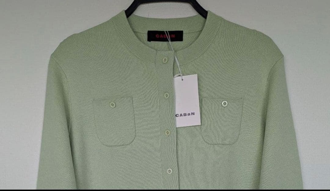 新品キャバンcaban ライトグリーンXSコットンカシミヤ カーディガン