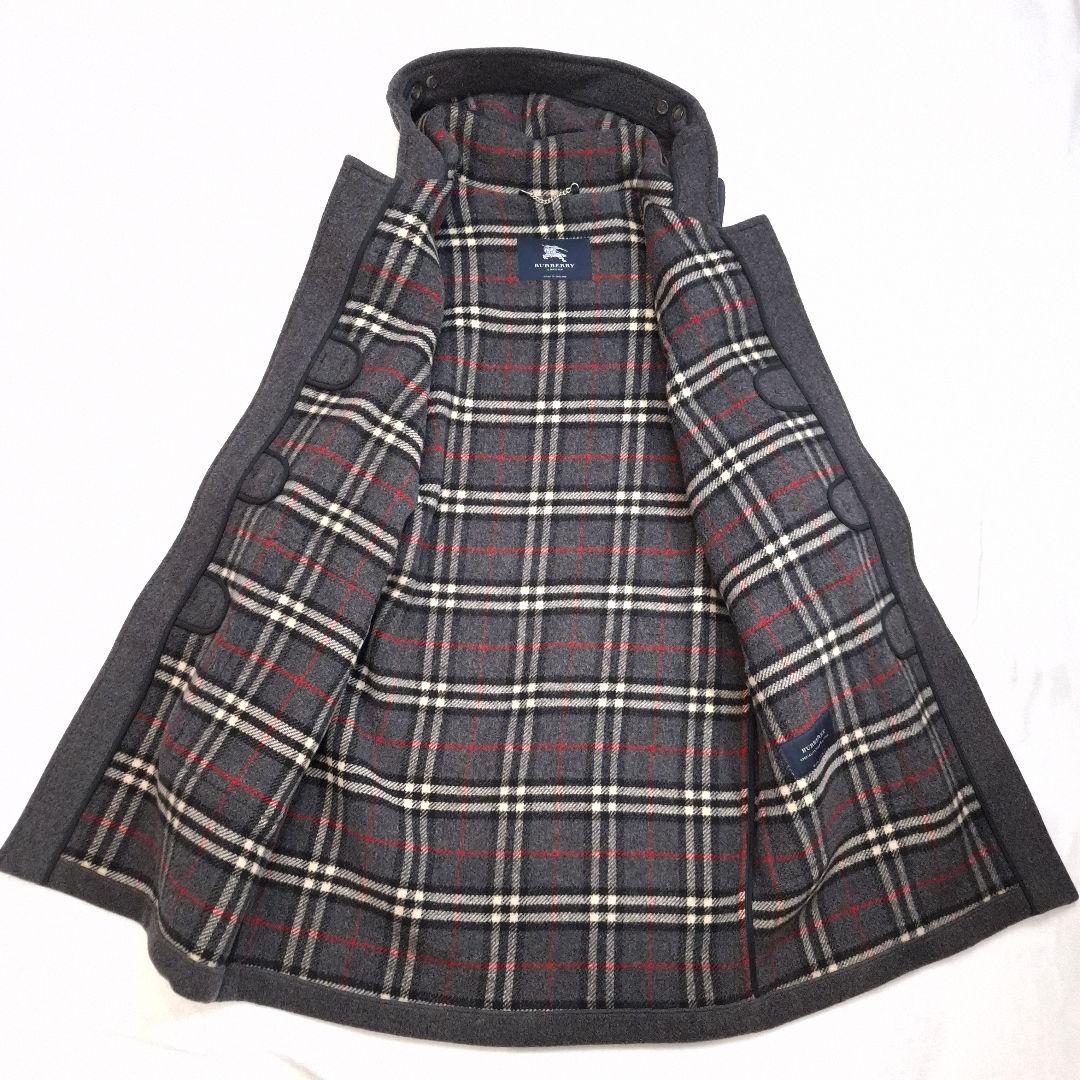 【人気】BURBERRY LONDON ダッフルコート チェック グレー L相当