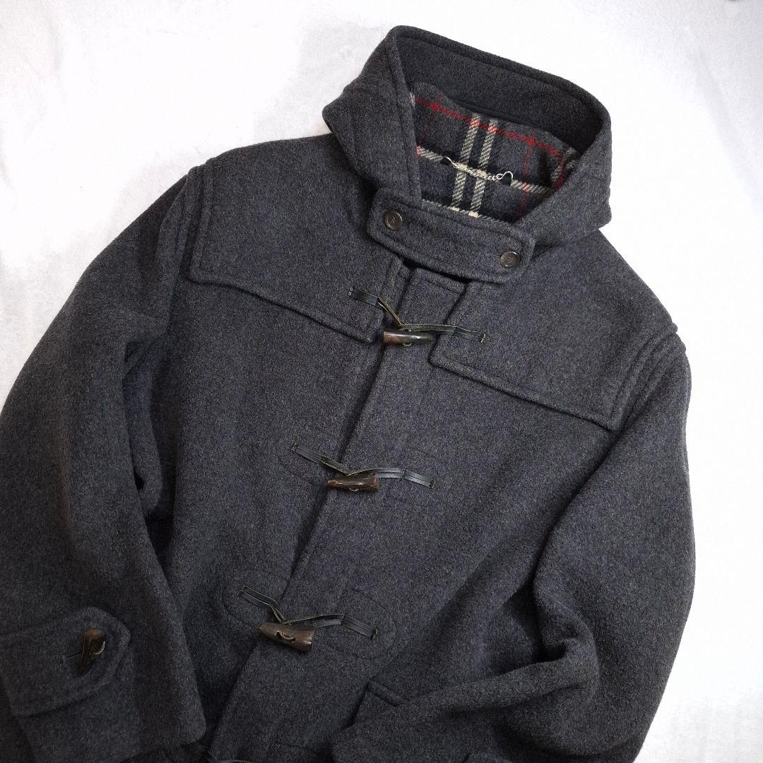 【人気】BURBERRY LONDON ダッフルコート チェック グレー L相当