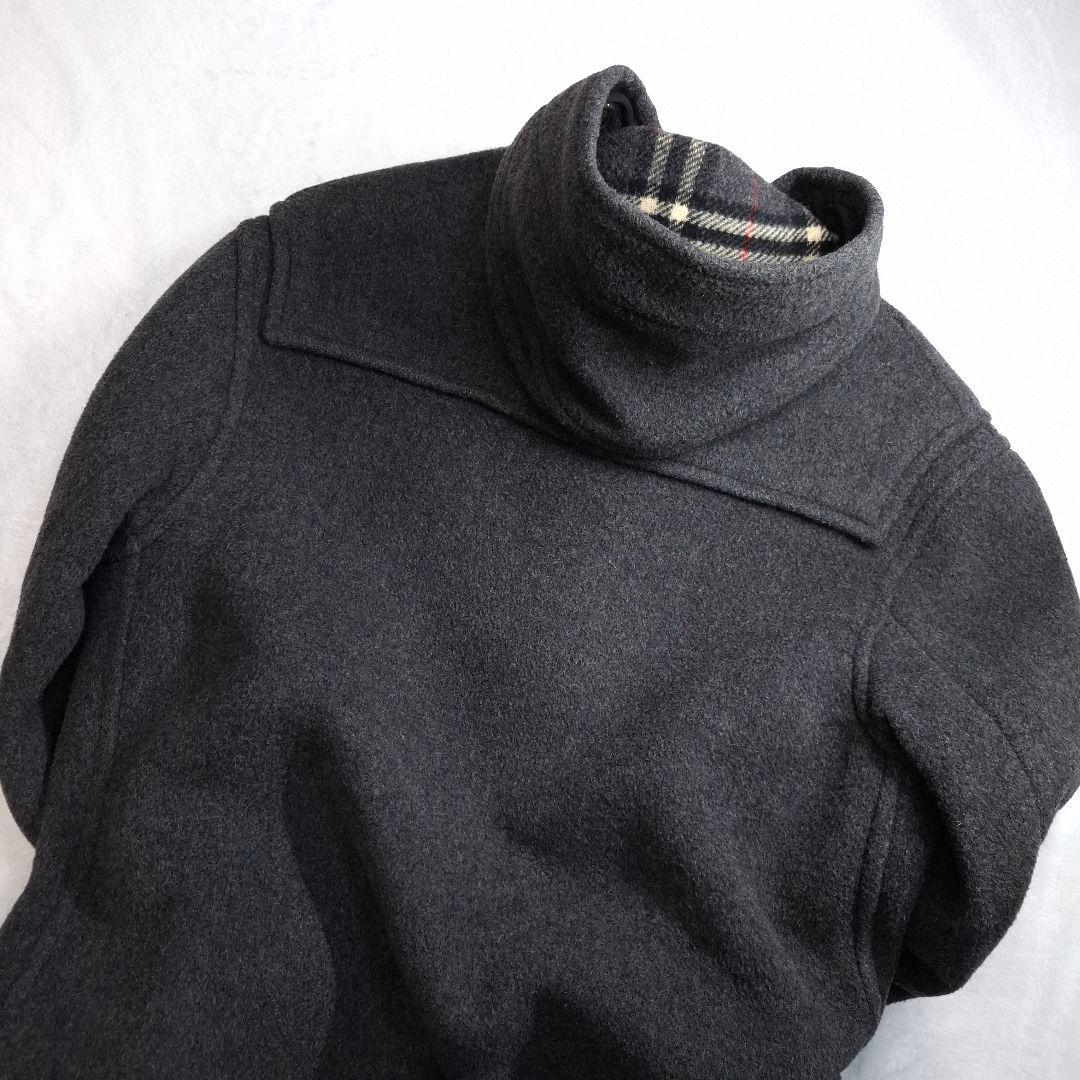 【人気】BURBERRY LONDON ダッフルコート チェック グレー L相当