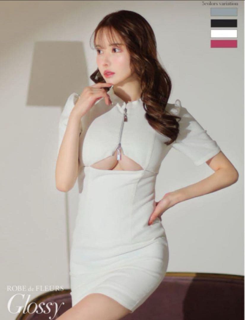 Robe de Fleurs ホワイトカットアウトドレス