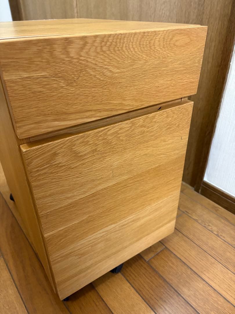無印良品　木製デスクサイドキャビネット 袖机 2段引き出し