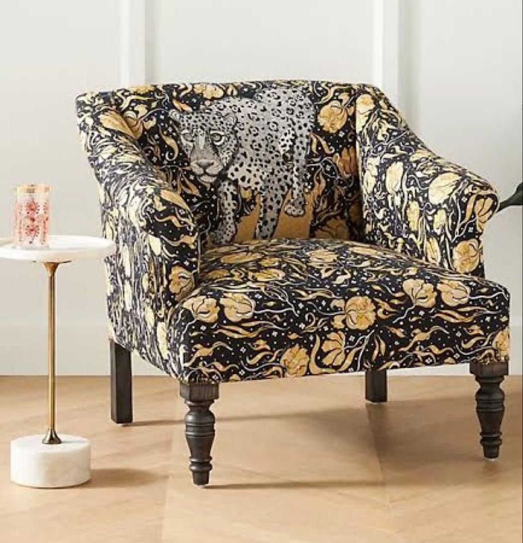 【美品】Anthropologie 豹柄アクセントチェア