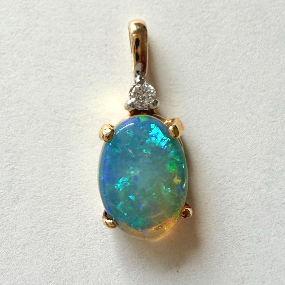 K14 オパール　ダイヤモンド　トップ　585刻印有り