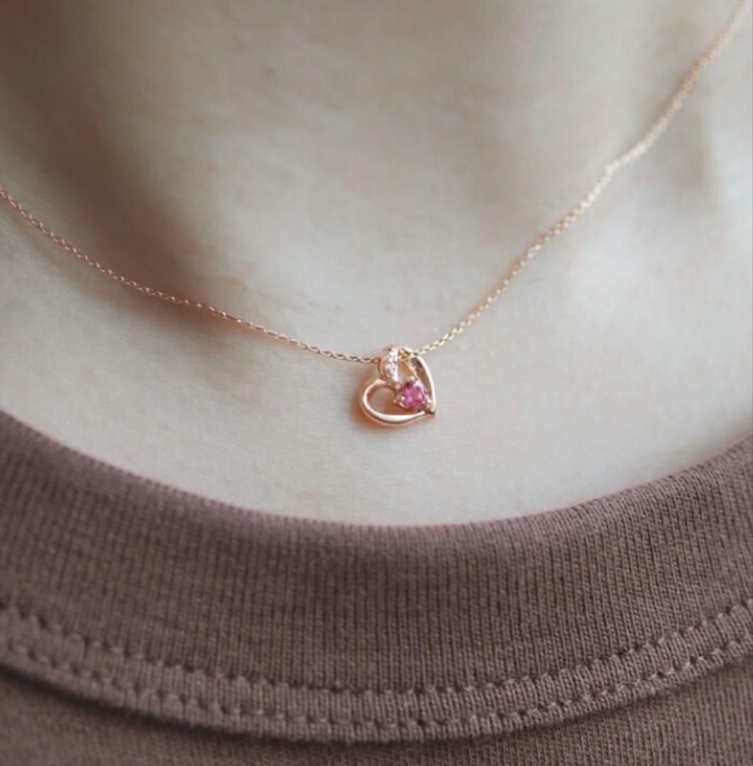 WISP K10PG ハート型ネックレス ピンクストーン