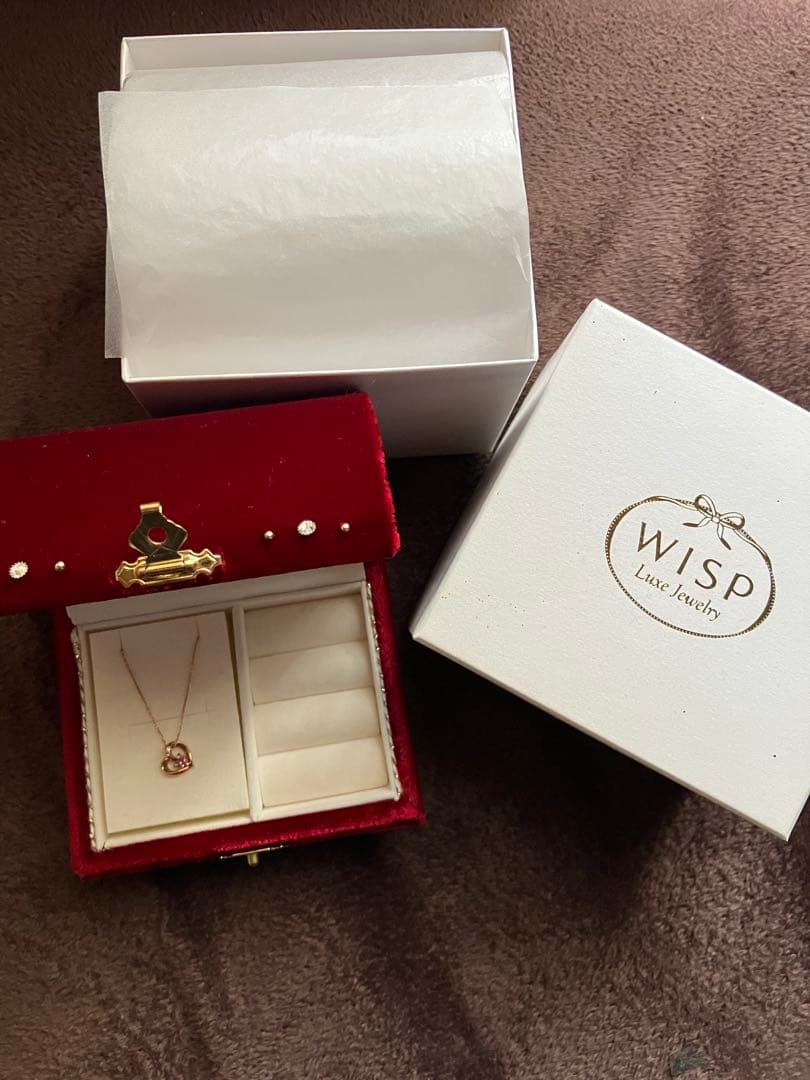 WISP K10PG ハート型ネックレス ピンクストーン