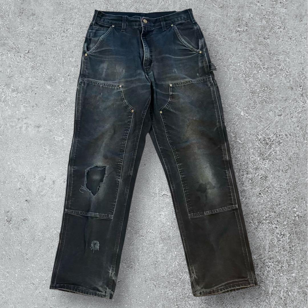 【鬼ヒゲ】Carhartt B01 BLK USA製ブラック ダブルニー#518