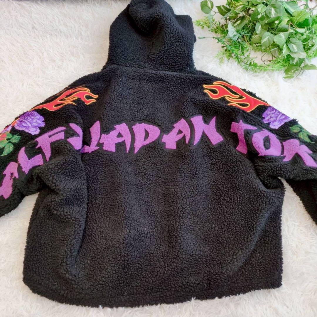 ◾︎激レア◾︎ ガルフィー ボアパーカー ビッグ刺繍ロゴ 燃える薔薇 中型犬 黒