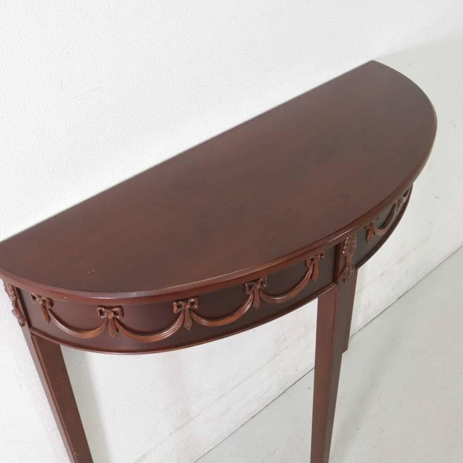 リンホーリン リボン装飾 ハーフムーン型 コンソール サイドテーブル