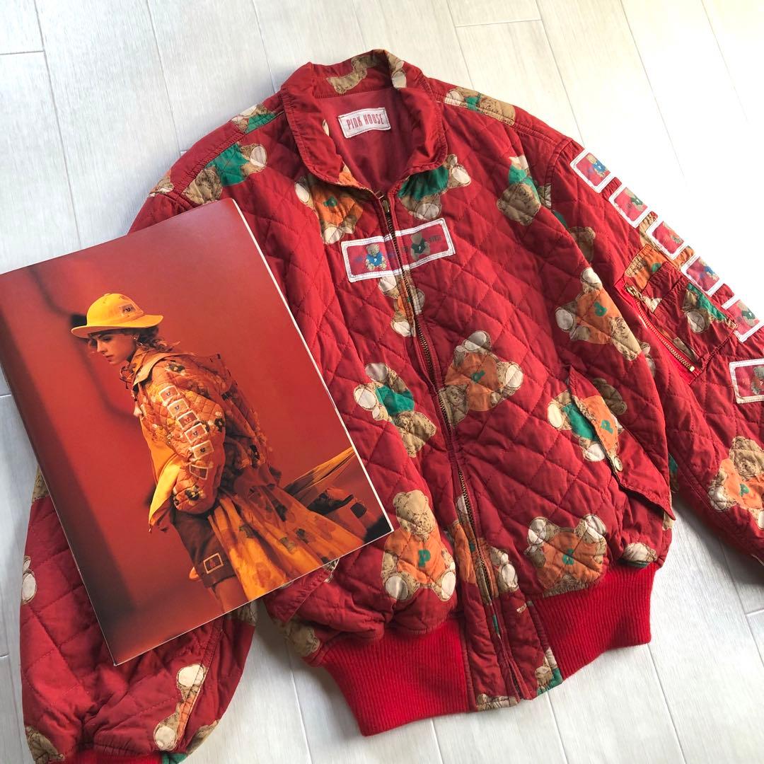ピンクハウス くま 熊 ワッペン キルティング 中綿入り ブルゾン