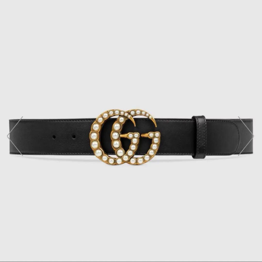 【廃盤】GUCCI パール付きGGロゴ ベルト