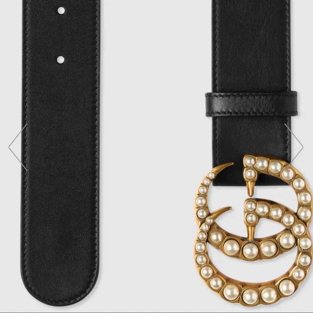 【廃盤】GUCCI パール付きGGロゴ ベルト