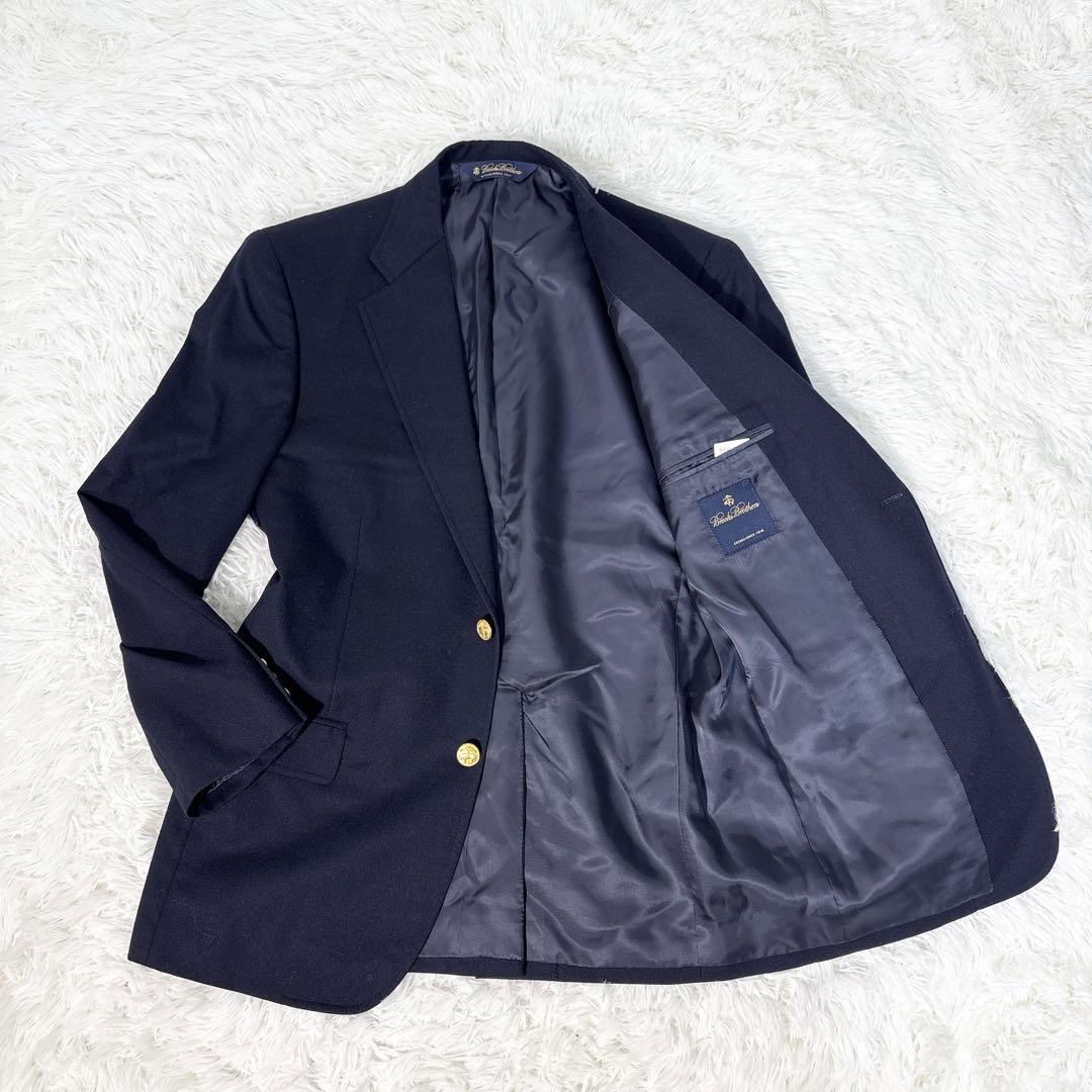 ブルックスブラザーズ 紺ブレ テーラードジャケット 金ボタン ロゴ 37SHT