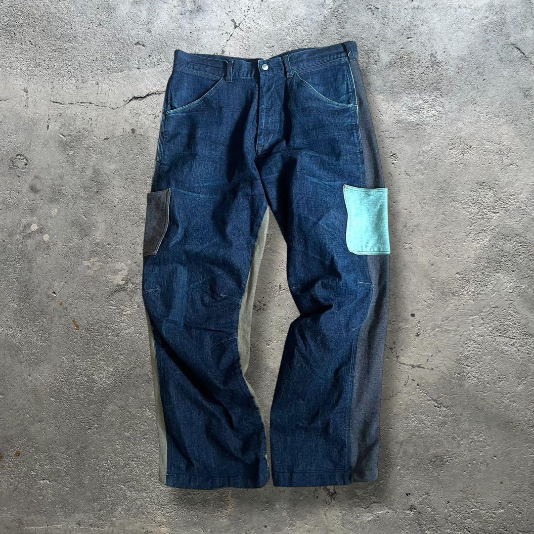 sousou×le coq sportif パッチワーク デニムパンツ