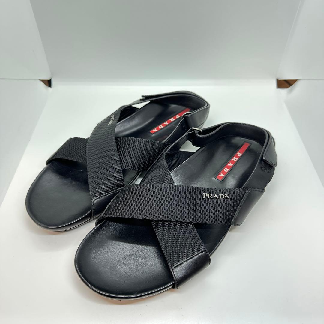PRADA SPORTS プラダ レザーサンダル ロゴ ベルト