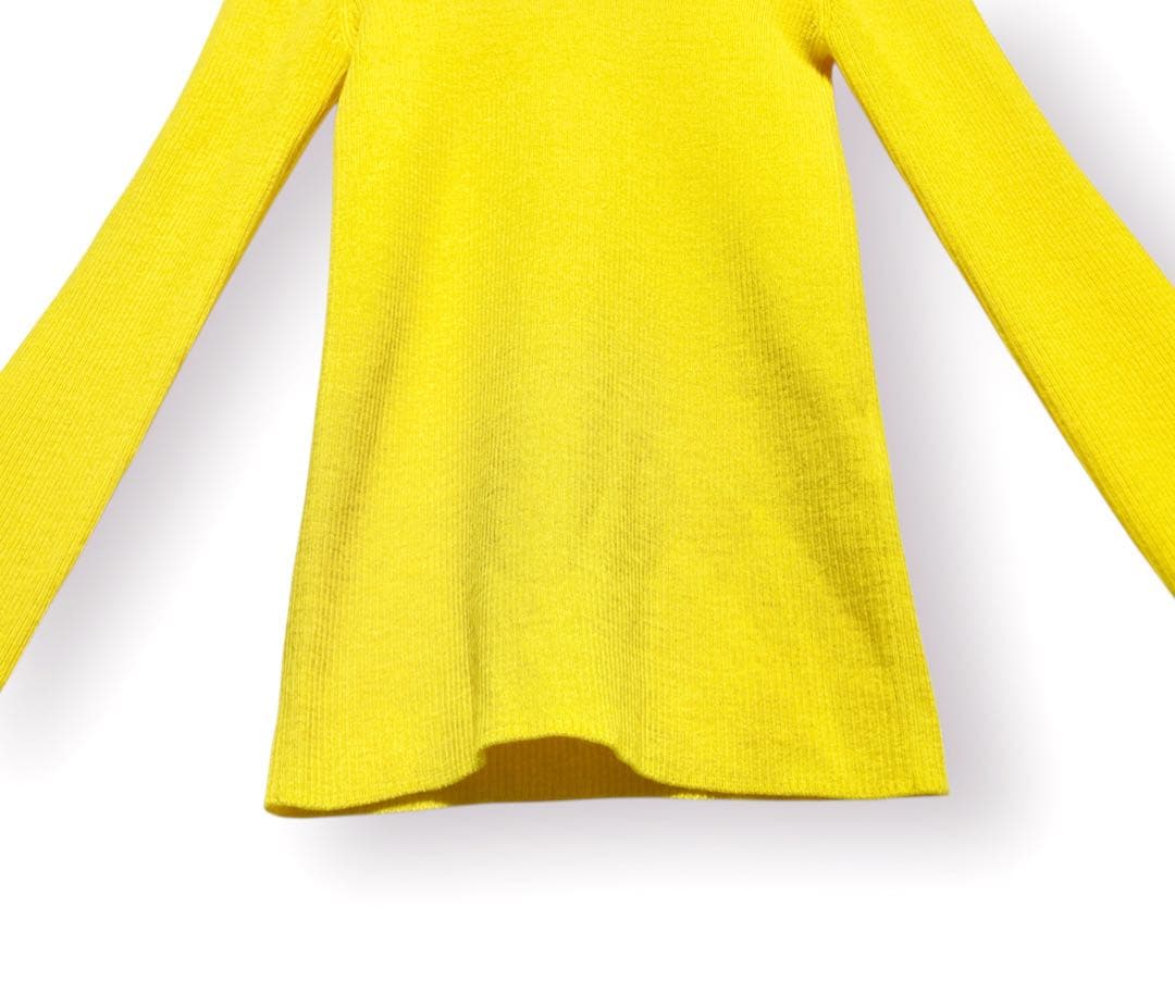 美品 エンフォルド ENFÖLD ハイネック プルオーバー リブニット イエロー
