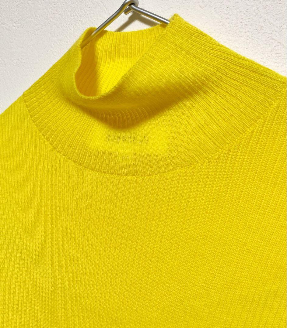 美品 エンフォルド ENFÖLD ハイネック プルオーバー リブニット イエロー
