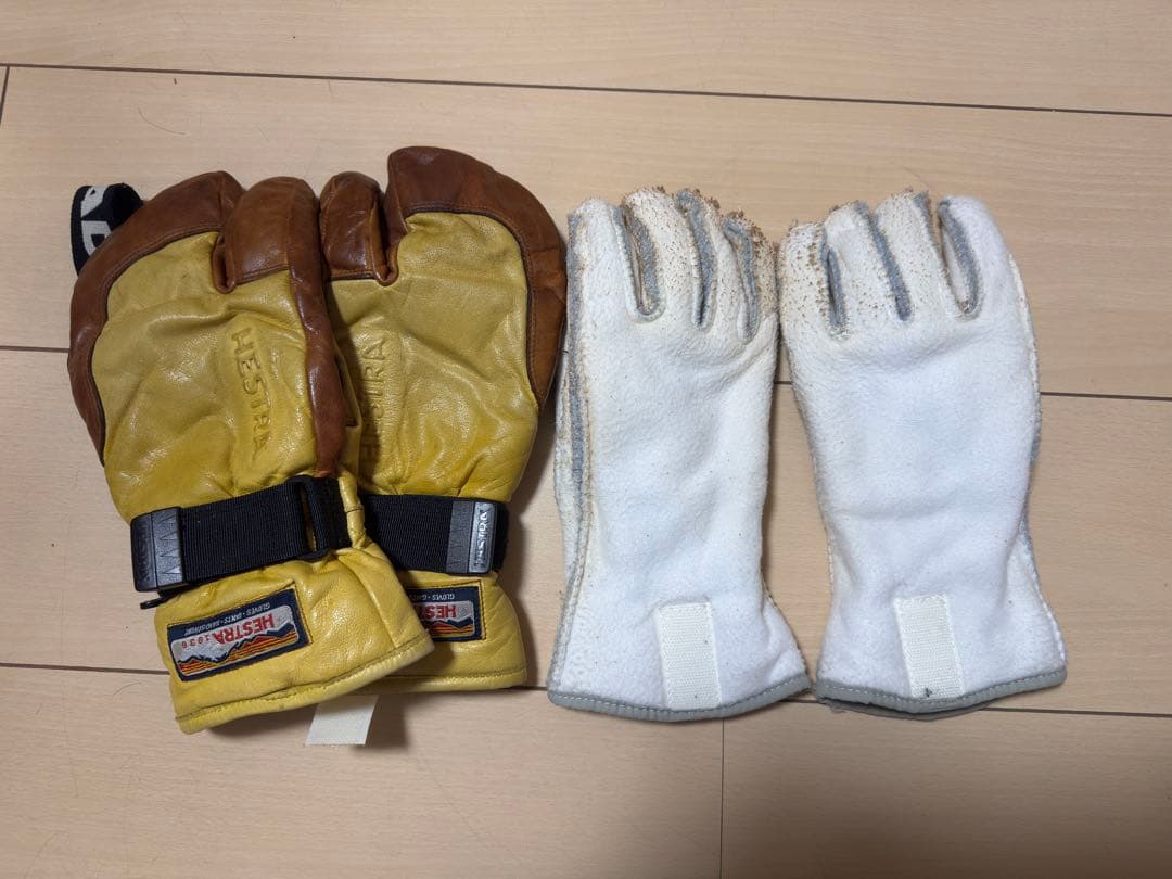 Hestra ミトングローブ イエロー/ブラウン