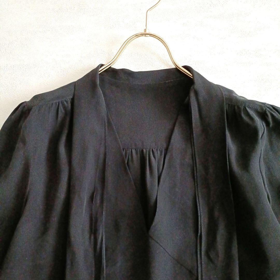 MIUMIU ミュウミュウ　シルク素材　リボンブラウス　黒　44大きいサイズ